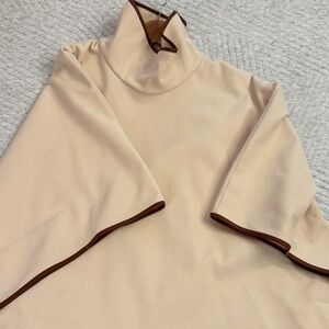 Tuckernuck Cream Poncho with Brown Leather Trim